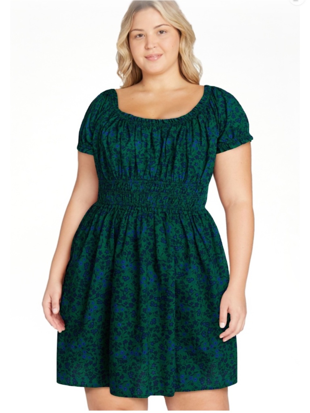 Time and Tru Women’s Crisp Clover Peasant Mini Dress Size Medium NWT